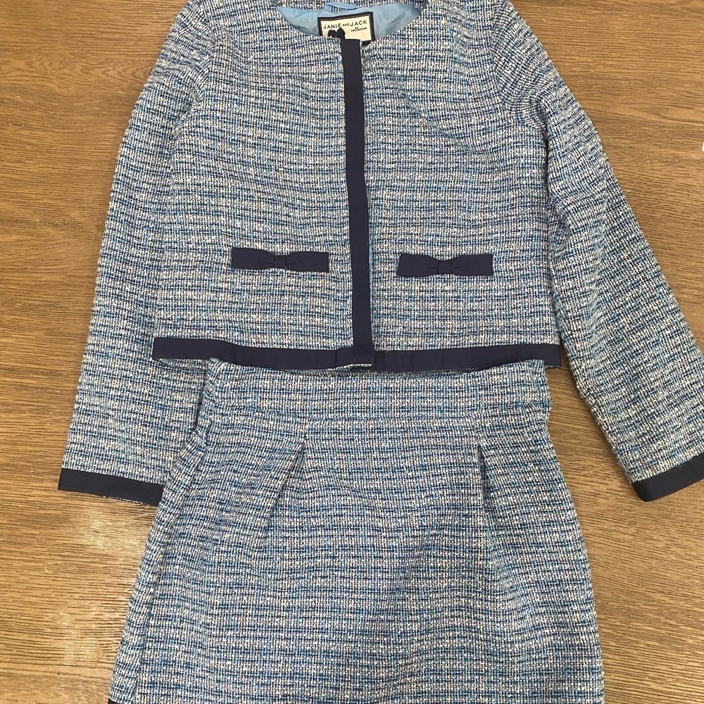 Jamie and Jack blue tweed jacket and skirt set